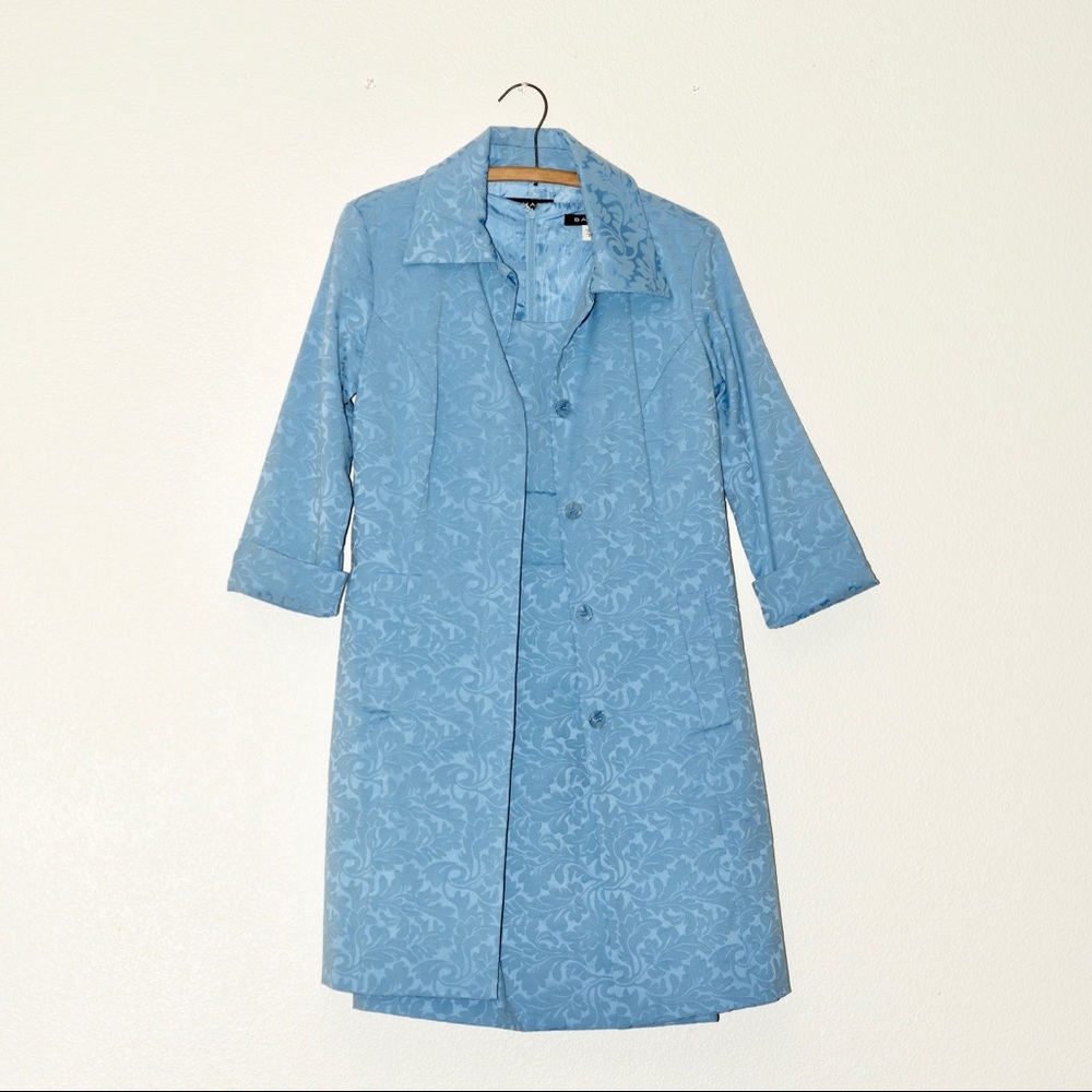 Bahari petite size 8 blue jacquard blazer and dress set